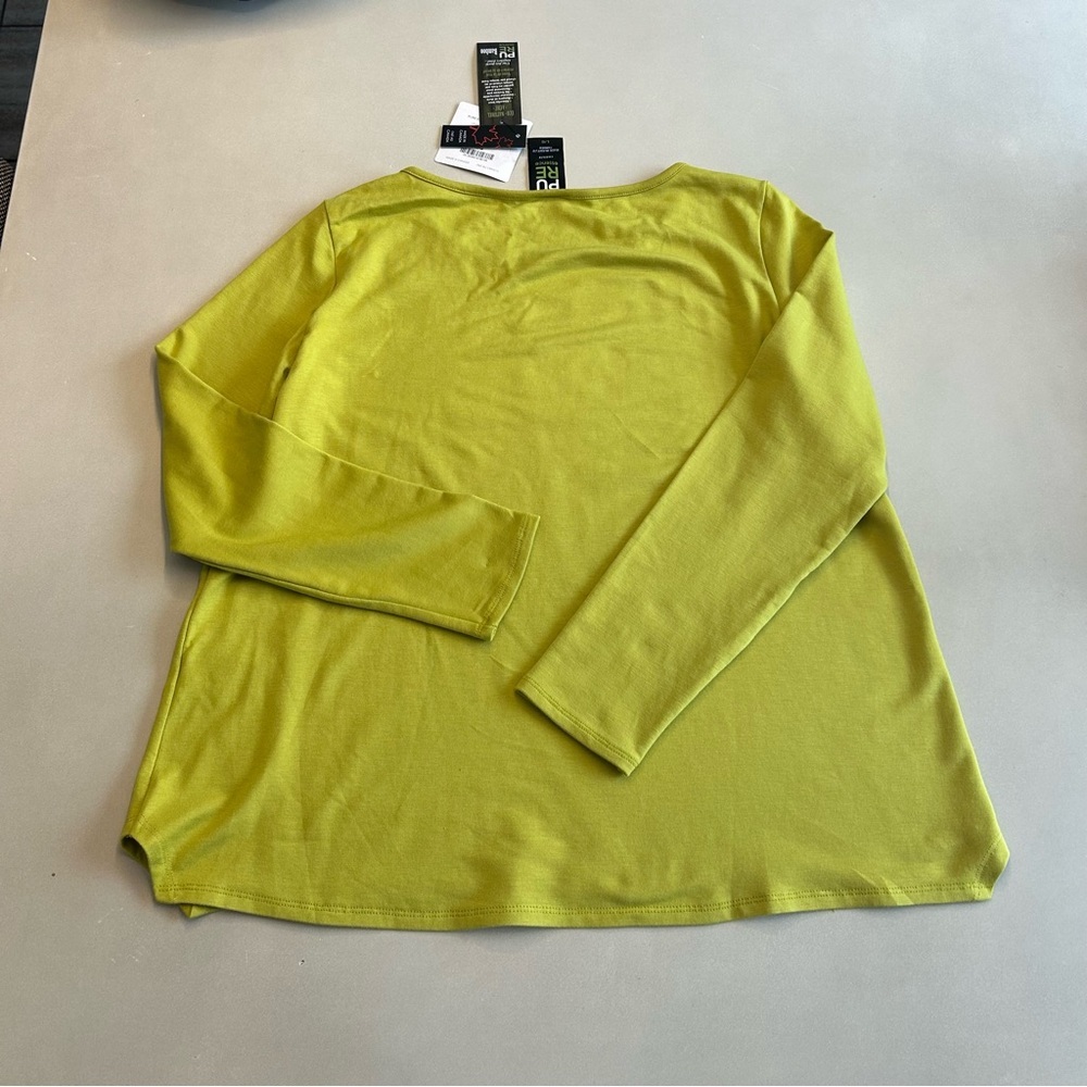 Pure Essence Lime Green Bamboo Top,   Size L - Picture 4 of 6